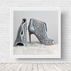BCBG Satin and beaded bootie by BCBG.